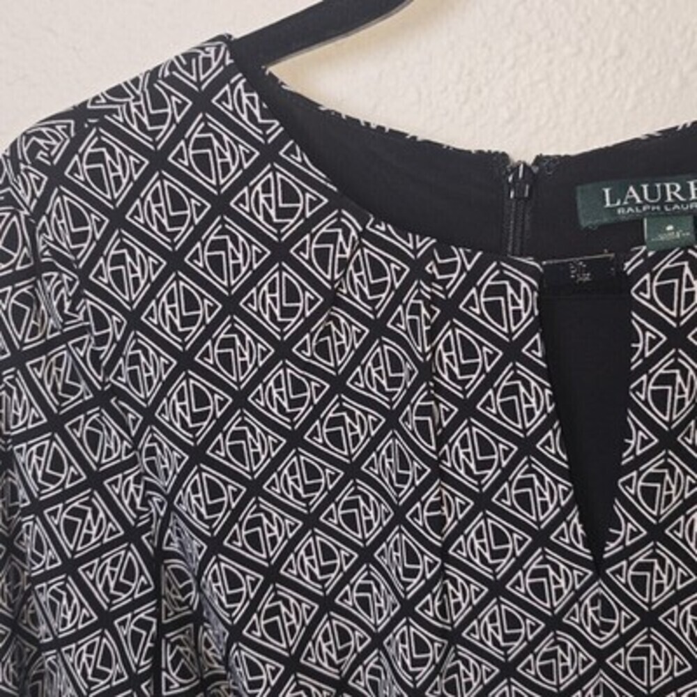 Lauren Ralph Lauren Geometric Print Tie-Waist Dress – Size 8 - Picture 6 of 7